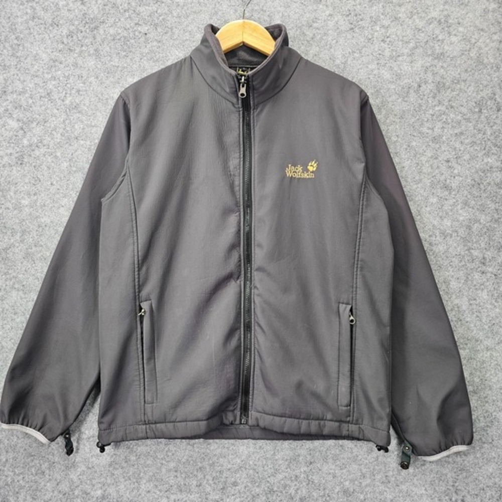 Gray Full Zip Fleece Jacket Mens M JACK WOLFSKIN Logo Gorpcore Outdoor‎ Hiking